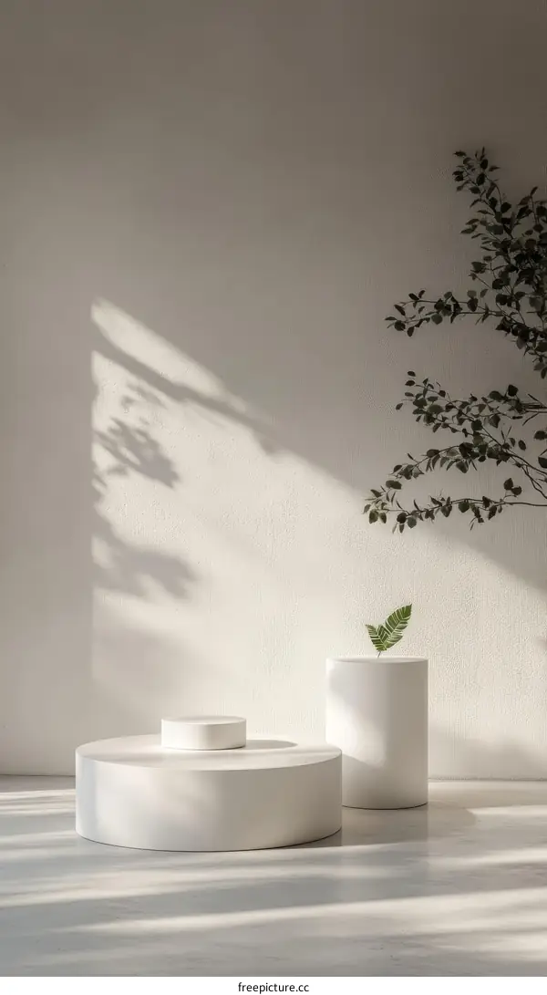 Minimalist White Display Platforms for Modern Interior