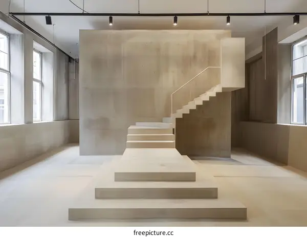 Minimalist Concrete Staircase Interior Design