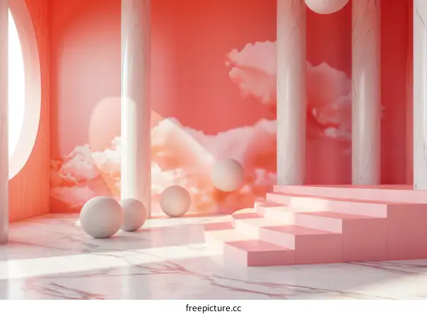 Pink Cloud-like Interior Design Illustration