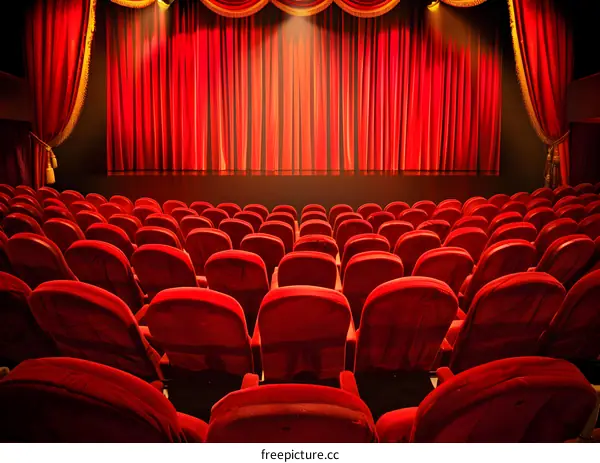 Red Velvet Theater Seats and Stage Curtains