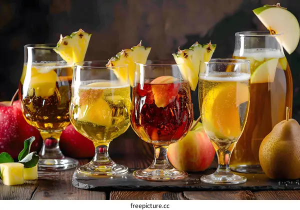 Fresh Apple Cider Sangria With Pineapple and Pear