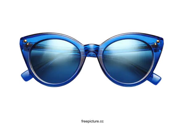 [Transparent Background PNG]Stylish Blue Sunglasses Close-up