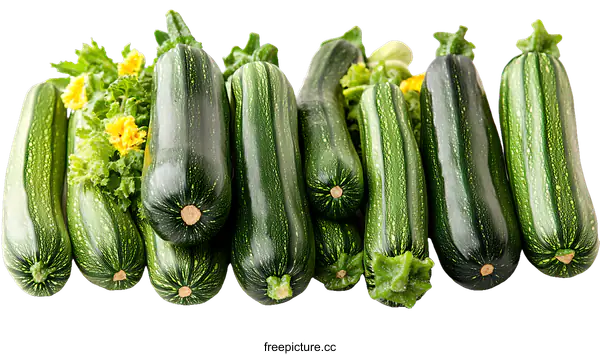 [Transparent Background PNG]Fresh Zucchini Vegetables Display