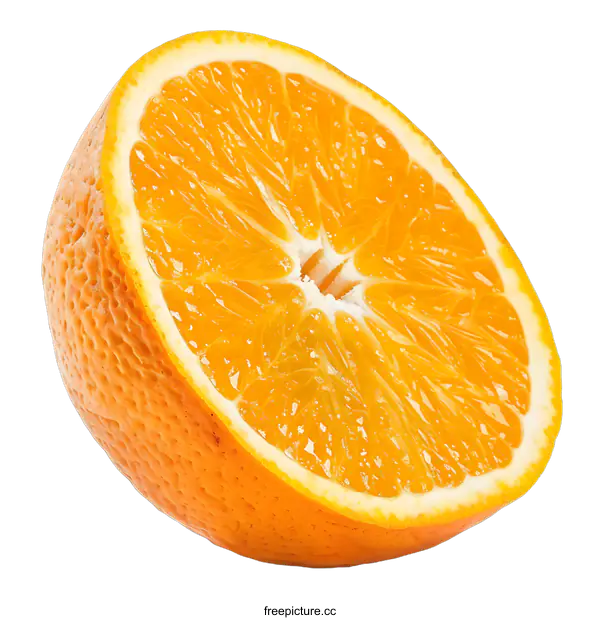 [Transparent Background PNG]Half Sliced Orange Fruit On White Background