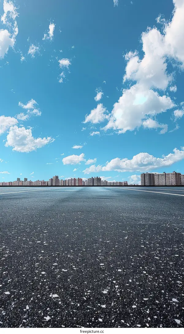 Empty Parking Lot with Clear Blue Sky