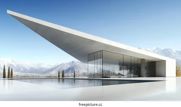 Modern Concrete House with Mountain View
