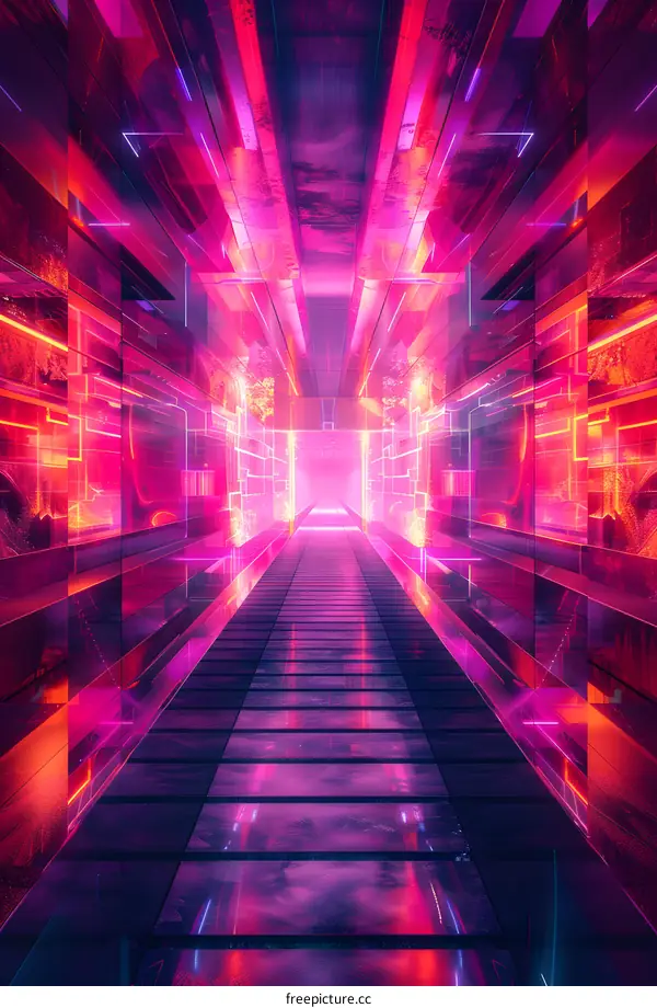 Pink and purple glowing futuristic sci-fi tunnel