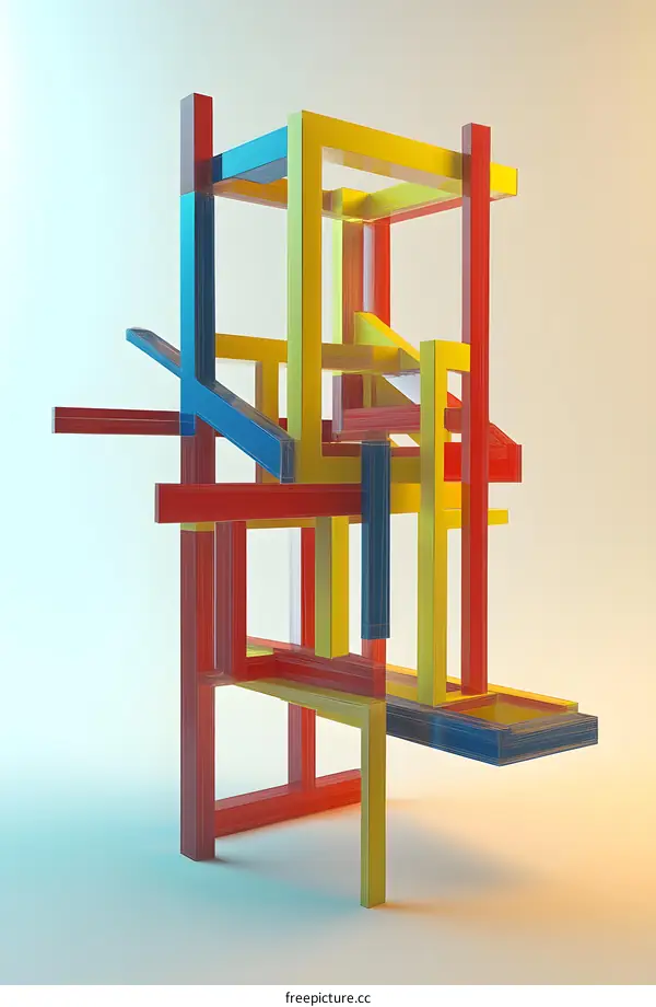 Abstract 3D Colorful Geometric Structure Design