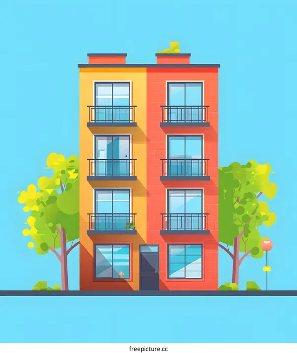 Colorful Apartment Building Illustration