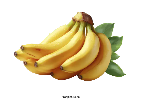 [Transparent Background PNG]Fresh Bunch of Bananas with Leaves