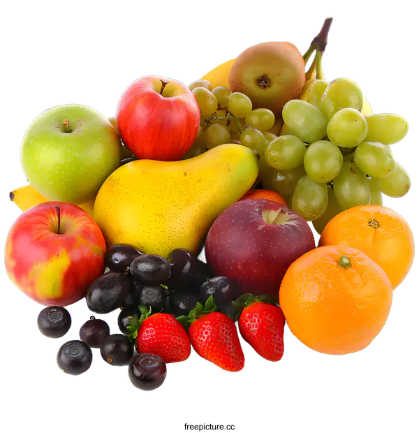 [Transparent Background PNG]Assortment of Fresh Fruits on White Background