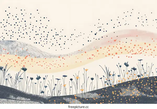 Abstract Landscape Art with Dotted Background
