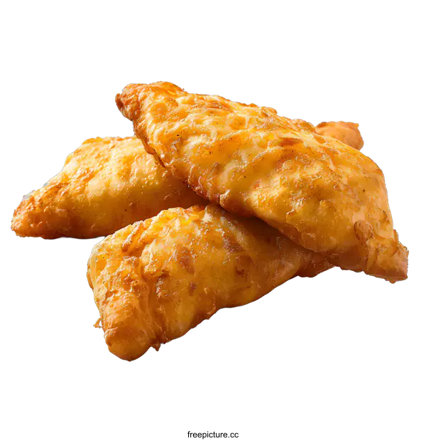 [Transparent Background PNG]Three golden fried fish fillets