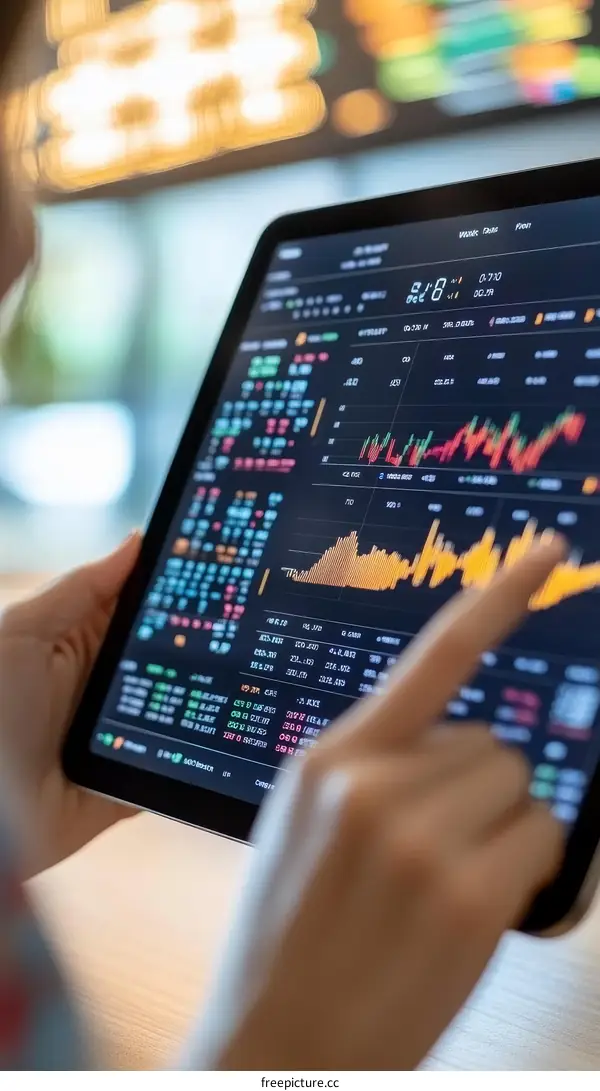 Business Person Analyzing Financial Data on Tablet