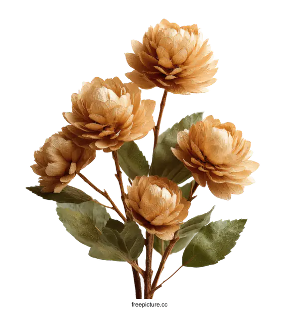 [Transparent Background PNG]Artificial Flowers Arrangement in Gold Tone
