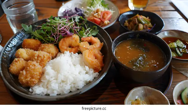 Japanese Food on a Wooden Table