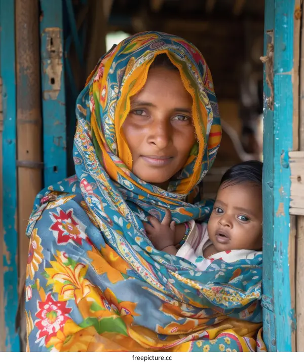 Mother and Child in Traditional Dress