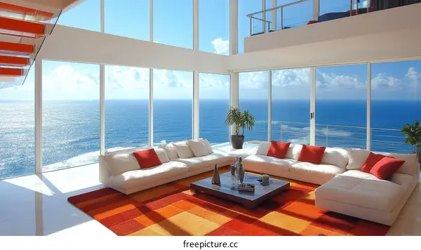 Modern Coastal Living Room with Panoramic Ocean Views