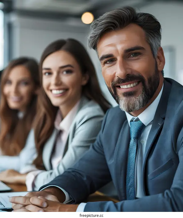 Business People Meeting and Smiling at the Office