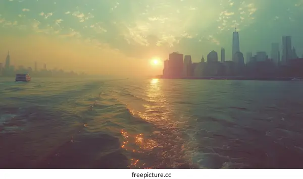New York City Skyline at Sunset from the East River