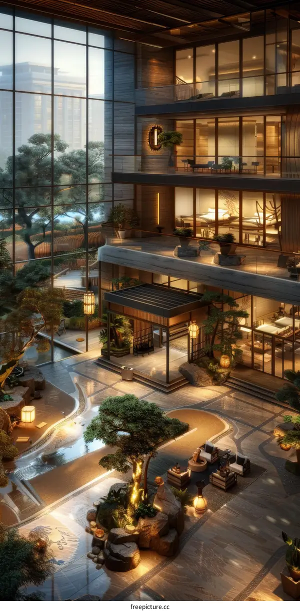 Modern Luxurious Interior of a Japanese Style Building