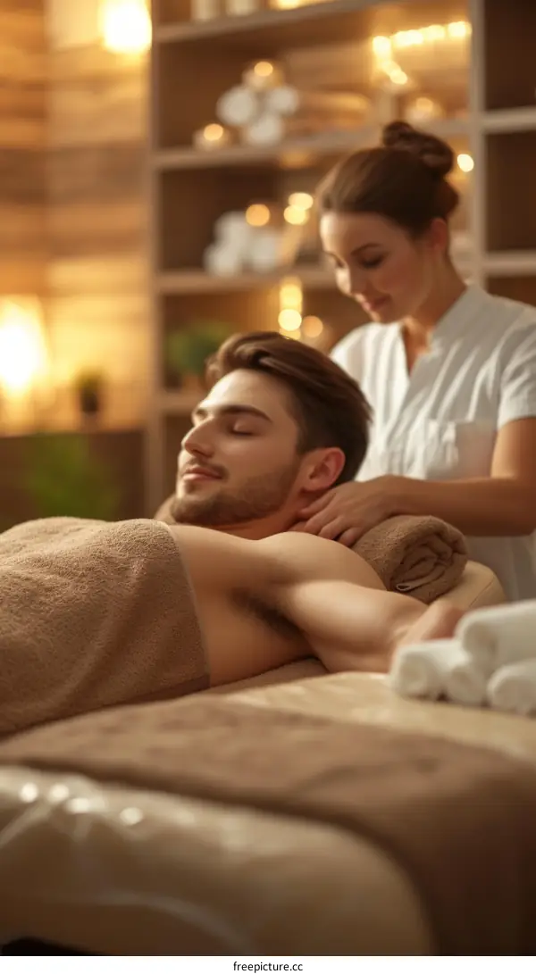 Relaxing massage in spa center