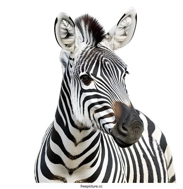 [Transparent Background PNG]Closeup of a Zebra With Black and White Stripes