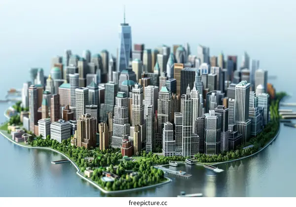 Model Cityscape with High Rise Buildings