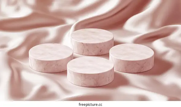 Elegant Marble Display Platforms on Satin Background