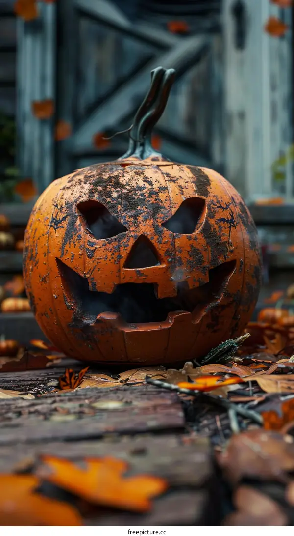 Spooky Halloween Pumpkin with Bats