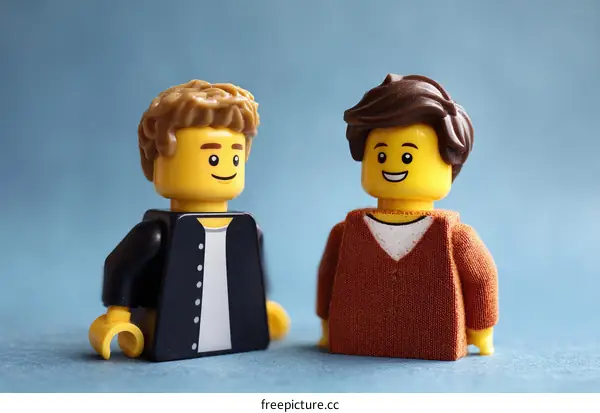 Two Toy Figures Talking Friendly