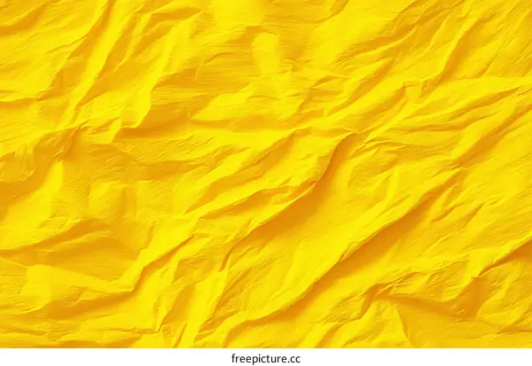 Bright Yellow Crumpled Fabric Texture
