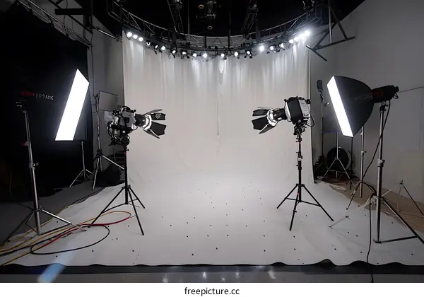 Professional Studio Backdrop With Lights And Tripods
