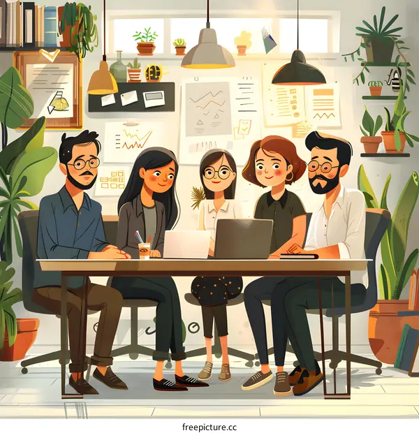 A group of people sitting around a table having a meeting