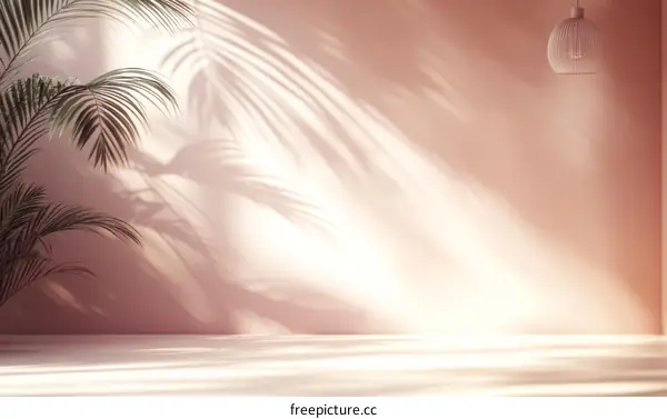 Empty Room with Sunlight and Palm Shadows
