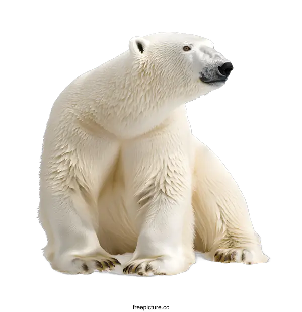 [Transparent Background PNG]Polar Bear Sitting on White Background