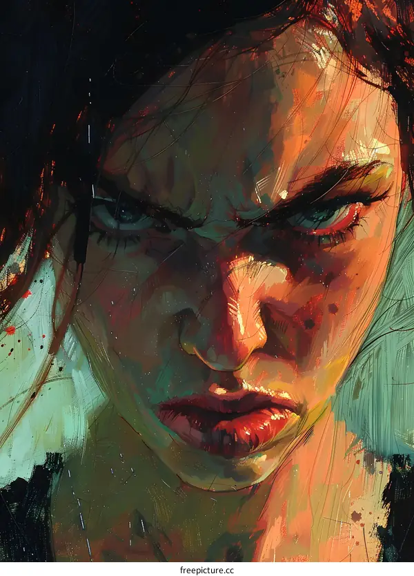 Portrait of a woman with red hair and green eyes