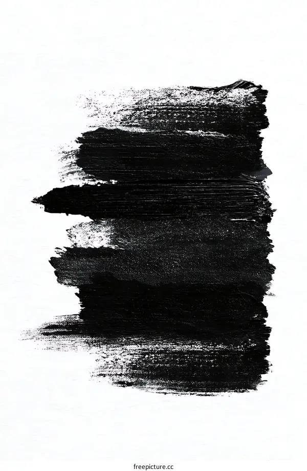 Abstract Black Paint Stroke on White Background