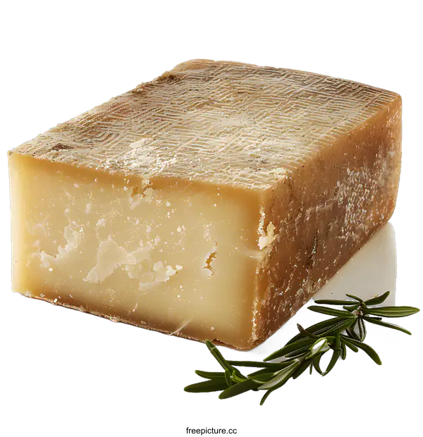 [Transparent Background PNG]Block of Aged Cheese with Rosemary