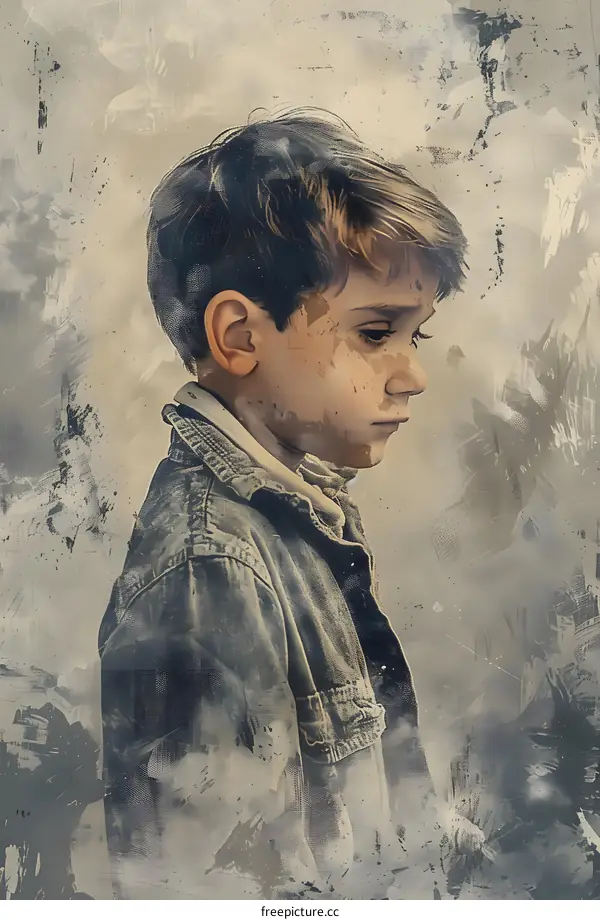 Portrait of a boy with a dirty face