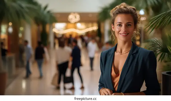 Portrait of a young woman in a blue suit