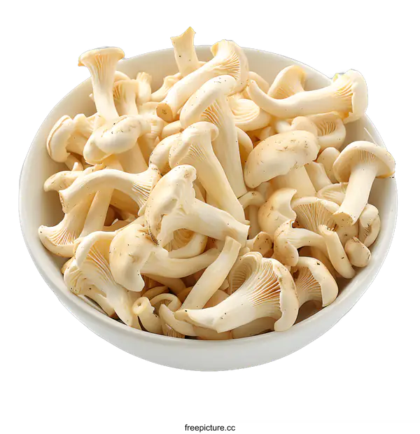 [Transparent Background PNG]White beech mushrooms in a white bowl