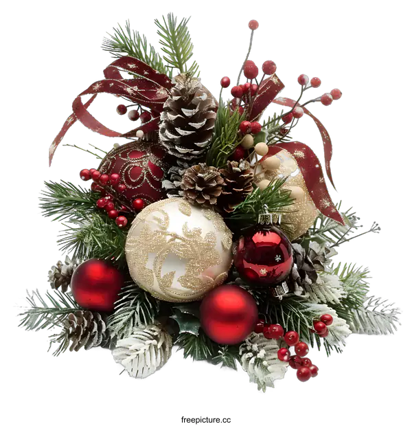 [Transparent Background PNG]Red and Gold Christmas Ornament Decorations