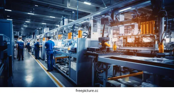 factory production line with workers