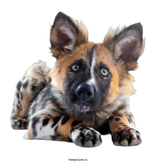 [Transparent Background PNG]African Wild Dog Puppy Portrait