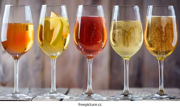Variety of Sparkling Wines in Glasses