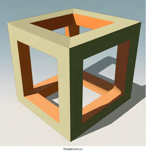 Impossible Cube Illustration 3D Abstract Geometric Art Design
