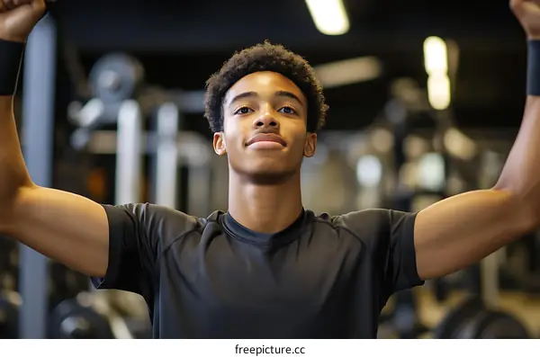 African American Man Lifting Weights at the Gym