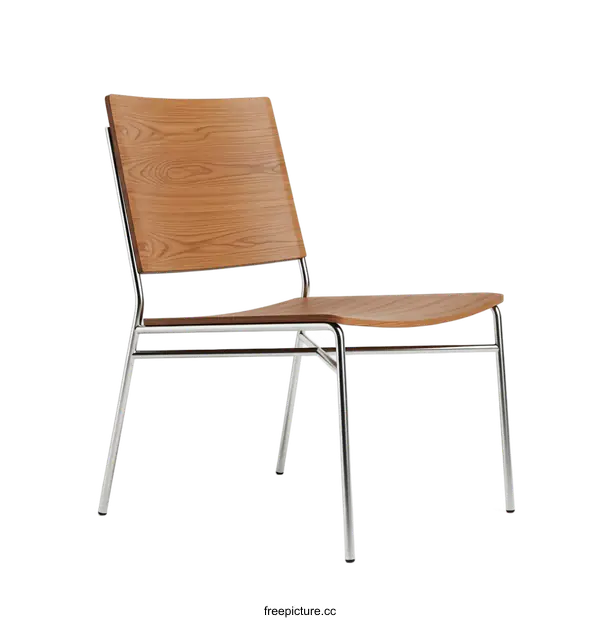 [Transparent Background PNG]Modern wooden chair with metallic frame for indoor use