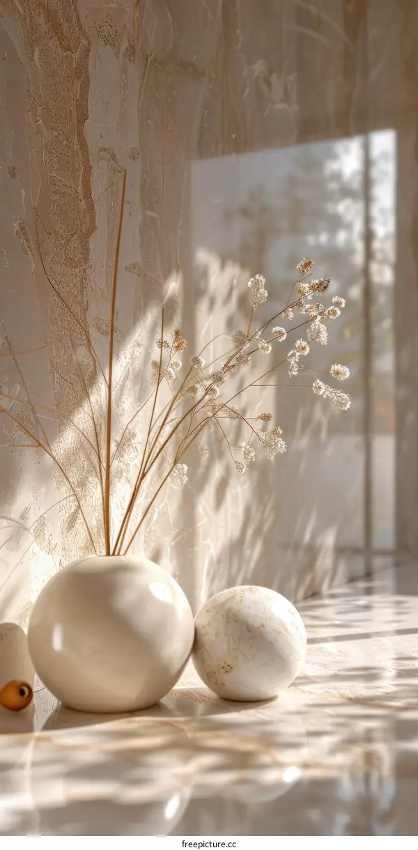 Dried Flowers in a Vase by the Window: Minimalist Home Decor